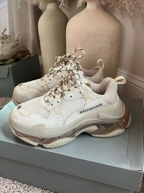 Balenciaga Triple S Chunky Sneakers in Cream